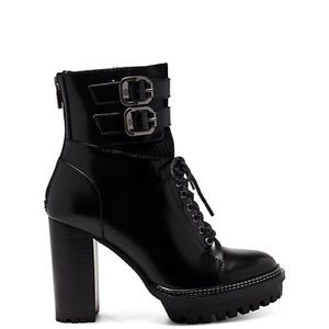 WOMENS VINCE CAMUTO LACE UP ROUND TOE BLACK BOOT|BOOTIE SIZE 8 1/2